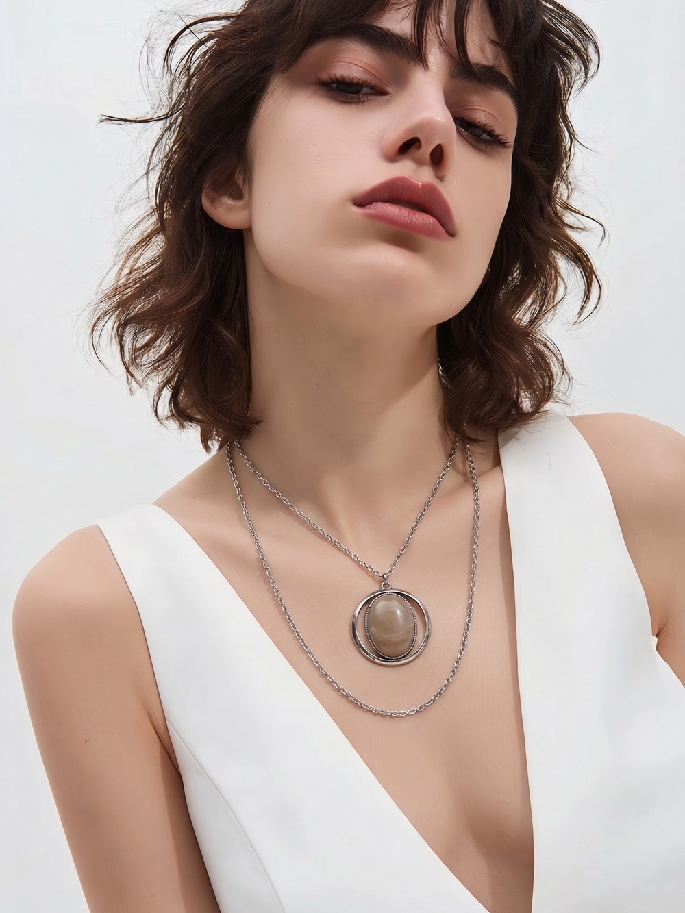 New York & Company Vintage beige stone statement necklace
